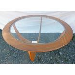 20TH CENTURY CIRCULAR GLASS TOPPED COFFEE TABLE 84CM ACROSS
