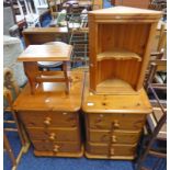 PAIR PINE 3 DRAWER BEDSIDE CHESTS,