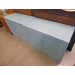 2 X PAINTED 2 DOOR CABINET ON PLINTH BASE - 98 CM WIDE