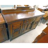 LATE 19TH CENTURY OAK SIDEBOARD WITH RAIL BACK,