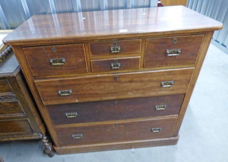19TH CENTURY WALNUT CHEST OF 4 SHORT OVER 3 LONG DRAWERS ON PLINTH BASE