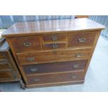 19TH CENTURY WALNUT CHEST OF 4 SHORT OVER 3 LONG DRAWERS ON PLINTH BASE