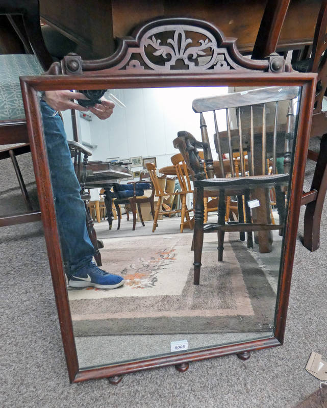 19TH CENTURY ROSEWOOD FRAMED MIRROR 72CM TALL X 50CM WIDE