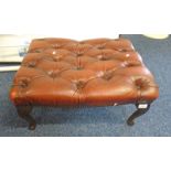 RED LEATHER BUTTON BACK STOOL