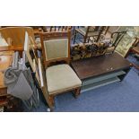 PAIR OF FOLDING GARDEN CHAIRS, 19TH CENTURY OAK DINING CHAIR, TV STAND,