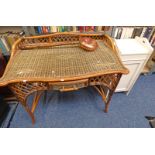 WICKER GALLERIED DRESSING TABLE & BASKET WHITE PAINTED CABINET ETC