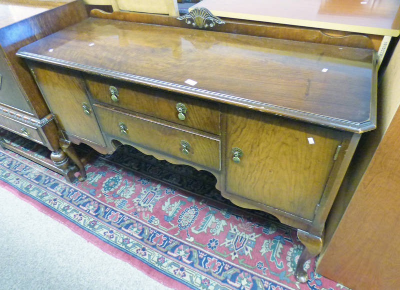 MAHOGANY SIDEBOARD WITH 2 MAHOGANY DRAWERS FLANKED BY 2 PANEL DOORS