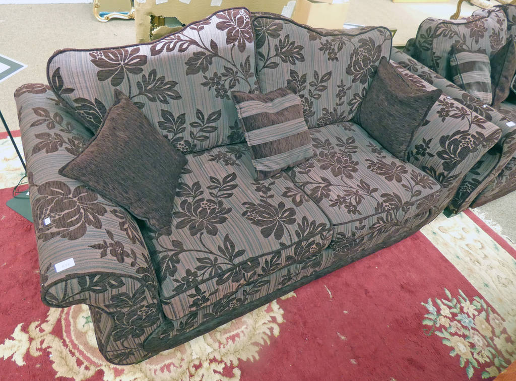 PURPLE FLORAL UPHOLSTERED 2 - SEATER SETTEE