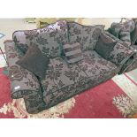 PURPLE FLORAL UPHOLSTERED 2 - SEATER SETTEE