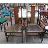 PAIR OF EARLY 20TH CENTURY MAHOGANY ARMCHAIRS WITH SHAPED BACKS,