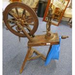 19TH CENTURY SPINNING WHEEL Condition Report: 79cm tall x 50cm wide x 72cm long