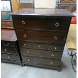 STAG CHEST OF DRAWERS WITH 2 LONG OVER 3 SHORT DRAWERS WITH 2 LONG DRAWERS BELOW,