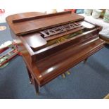 MAHOGANY CASED OBERMEIER GRAND PIANO WITH OVERSTRUNG ACTION .
