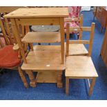 2 PINE KITCHEN CHAIRS & 2 PINE TABLES