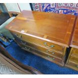 YEW WOOD CHEST OF 3 DRAWERS ON BRACKET SUPPORTS 66CM TALL X 80CM WIDE X 43CM DEEP