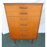 20TH CENTURY CHEST OF 6 DRAWERS ON TAPERED SUPPORTS,