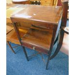 19TH CENTURY MAHOGANY BEDSIDE TABLE WITH DRAWER & UNDER STRUCTURES 82 CM TALL