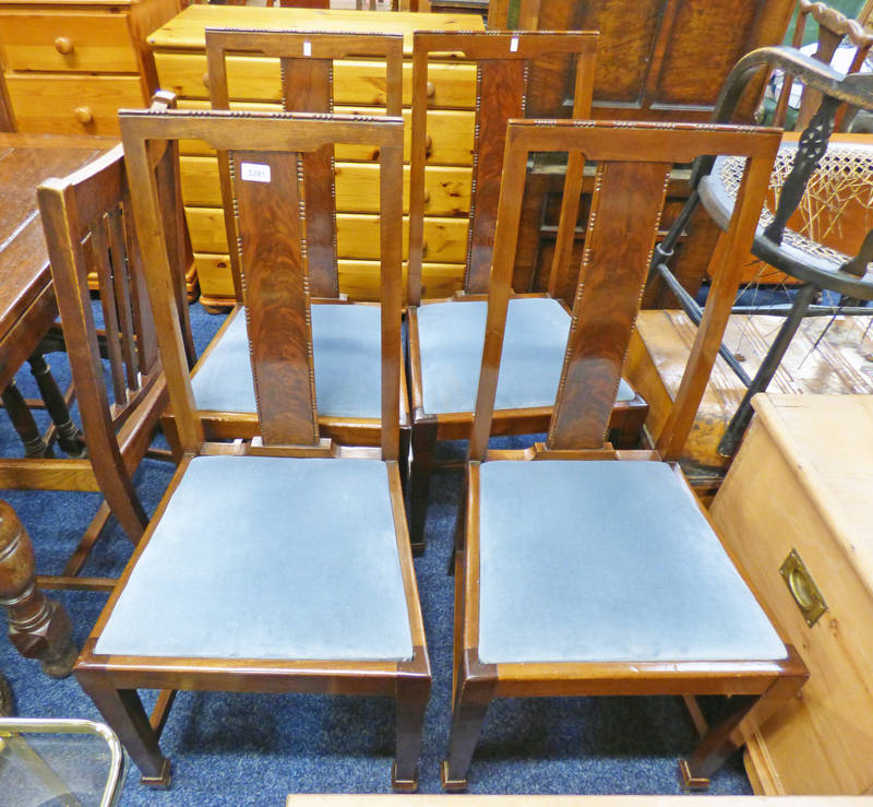 SET OF 4 MAHOGANY HAND CHAIRS ON SQUARE TAPERED SUPPORTS