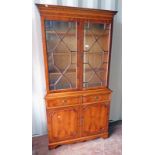 20TH CENTURY MAHOGANY BOOKCASE WITH 2 ASTRAGAL GLAZED DOORS OVER 2 DRAWERS OVER 2 PANEL DOORS,