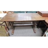 OAK REFECTORY STYLE TABLE ON BULBOUS SUPPORTS