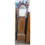 19TH CENTURY MAHOGANY GRANDFATHER CLOCK WITH PAINTED DIAL UNSIGNED