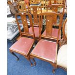 SET OF 4 MAHOGANY DINING CHAIRS ON QUEEN ANNE SUPPORTS
