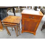 YEW WOOD CABINET WITH DRAWER & PANEL DOOR