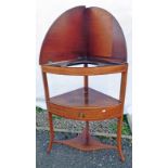 19TH CENTURY INLAID MAHOGANY CORNER WASHSTAND