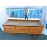 20TH CENTURY TEAK DRESSING TABLE WITH 6 DRAWERS ON ROUND SUPPORTS,