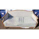 OAK FRAMED 3 SEATER SOFA ON SQUARE TAPERED SUPPORTS Condition Report: good condition