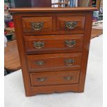 WALNUT TABLE TOP CHEST OF 2 SHORT OVER 3 LONG DRAWERS 48CM TALL