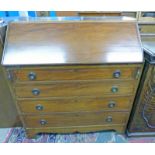 INLAID MAHOGANY BUREAU WITH FALL FRONT OVER 4 DRAWERS