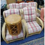 4 PIECE BAMBOO CONSERVATORY SUITE & OCCASIONAL TABLES