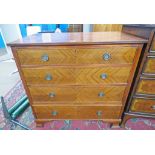 EARLY 20TH CENTURY MAHOGANY CHEST OF 4 DRAWERS ON BRACKET SUPPORTS - 92CM WIDE