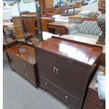 MAHOGANY DRESSING CHEST ON BRACKET SUPPORTS AND MATCHING TALLBOY