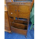 OAK 2 DOOR CABINET WITH MAGAZINE RACK BELOW