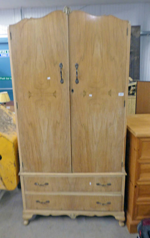 ARTS & CRAFTS STYLE WARDROBE WITH 2 PANEL DOORS OVER 2 DRAWERS