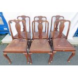 SET OF 6 20TH CENTURY WALNUT DINING CHAIRS ON QUEEN ANNE SUPPORTS