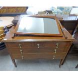 MAHOGANY CABINET WITH MIRROR BACK & 3 SHORT DRAWERS OVER 2 LONG DRAWERS