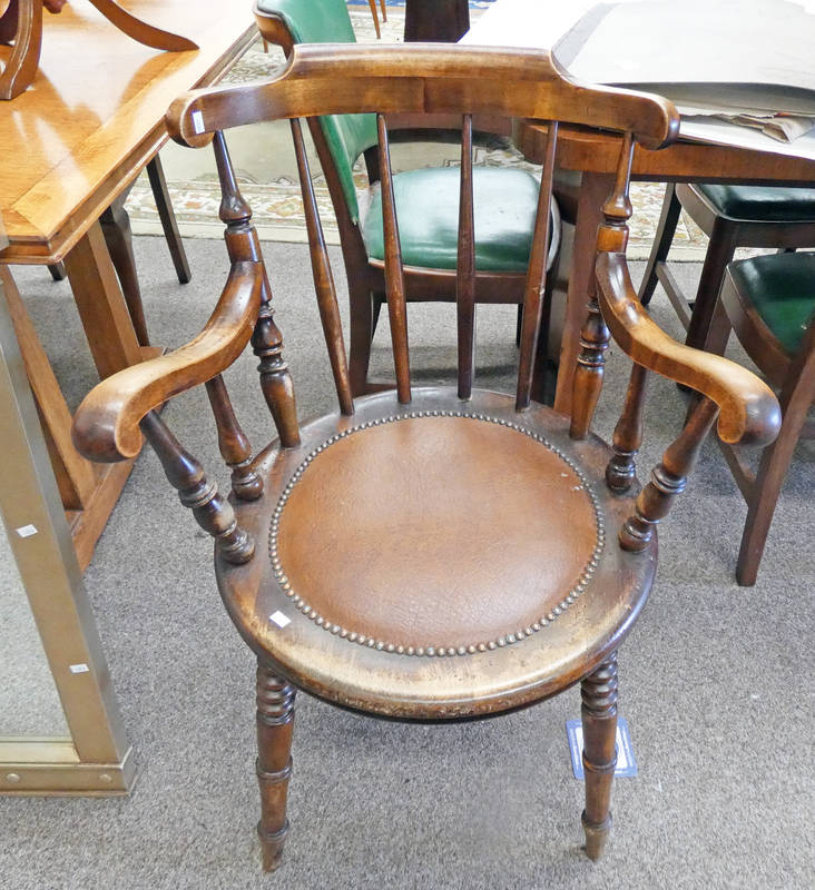 20TH CENTURY SPARBACK OPEN ARMCHAIR ON TURNED SUPPORTS