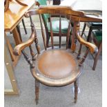 20TH CENTURY SPARBACK OPEN ARMCHAIR ON TURNED SUPPORTS