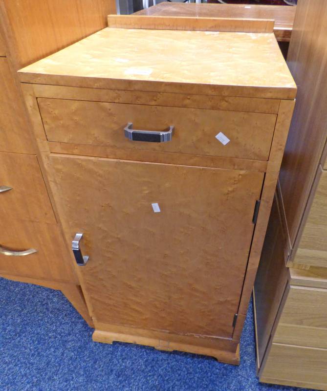 20TH CENTURY BIRDS EYE MAPLE BEDSIDE CABINET