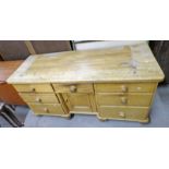 PINE KITCHEN DRESSER BASE WITH 7 DRAWERS & PANEL DOOR 80 CM TALL X 158 CM WIDE