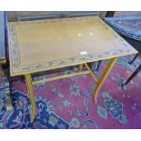 20TH CENTURY TABLE BY LAURA ASHLEY WITH DECORATED WALNUT VENEER 75 X 50 CMS