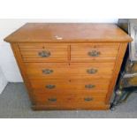 19TH CENTURY CHEST OF 2 SHORT OVER 3 LONG DRAWERS ON PLINTH BASE 100 CM TALL X 104 CM LONG