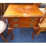 MAHOGANY CHEST OF 2 DRAWERS ON SHAPED SUPPORTS,