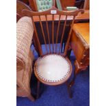 EARLY 20TH CENTURY WALNUT HAND CHAIR WITH SPAR BACK & TURNED SUPPORTS
