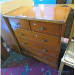 MAHOGANY CHEST OF 4 DRAWERS ON BRACKET SUPPORTS,
