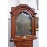 19TH CENTURY OAK GRANDFATHER CLOCK WITH BRASS DIAL SIGNED WILLIAM SWAIN,