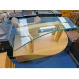 21ST CENTURY GLASS & BEECH COFFEE TABLE & 1 OTHER